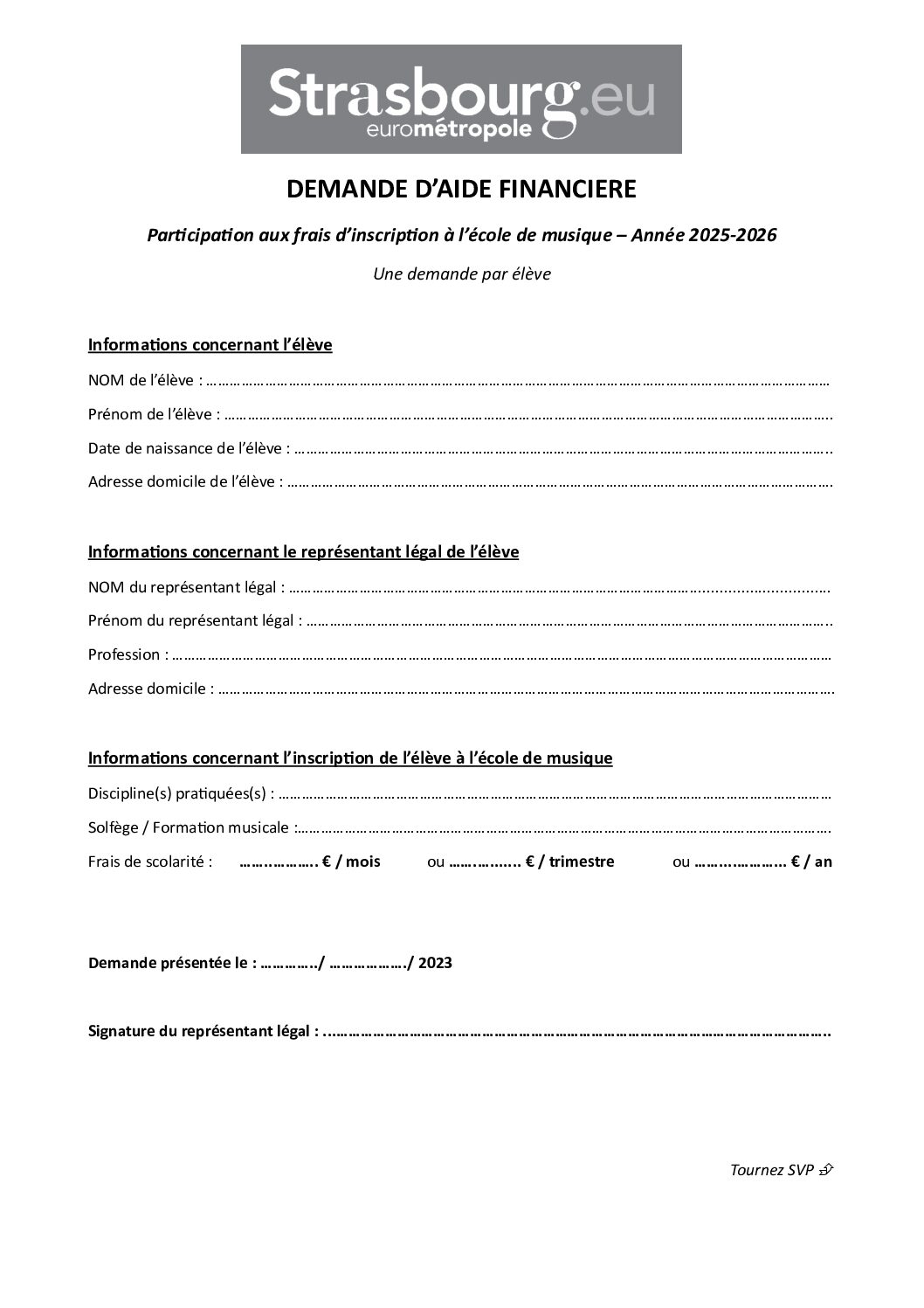 Demande d’aide financière 2025-2026